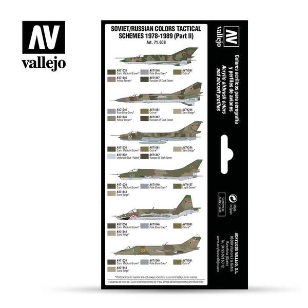 Vallejo Model Air Set:Soviet/Russian Colors Tactical Schemes 1978-1989 (Part II) 71.608