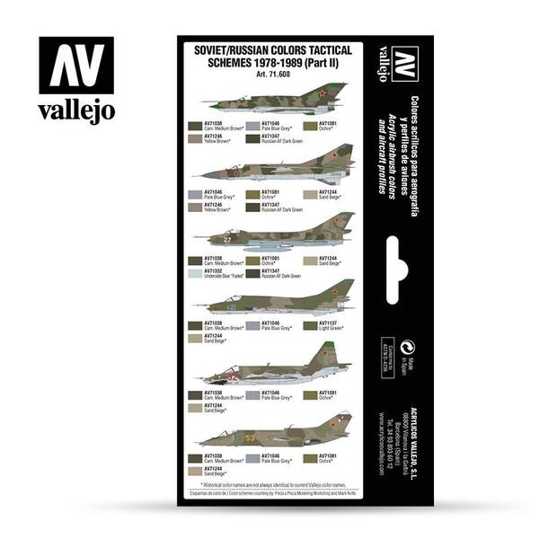 Vallejo Model Air Set:Soviet/Russian Colors Tactical Schemes 1978-1989 (Part II) 71.608 - 2