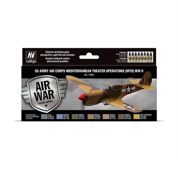 Vallejo Model Air Set: US Army Air Corps Mediterranean Theater Operations (Myo) WWII 71.183