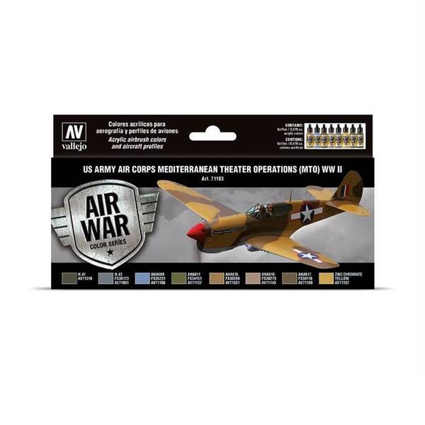 Vallejo Model Air Set: US Army Air Corps Mediterranean Theater Operations (Myo) WWII 71.183 - 1