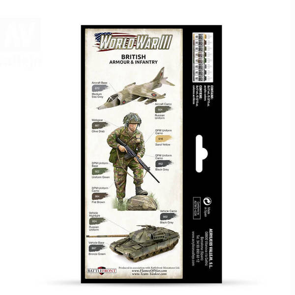 Vallejo Model Color Set: WWIII British Armour & Infantry (8) 70.222 - 2