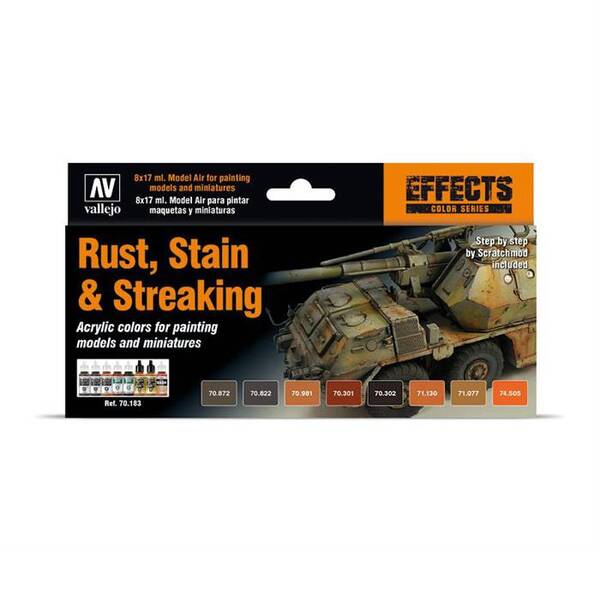 Vallejo Model Color Set: Rust, Stain&Streaking (8) 70.183