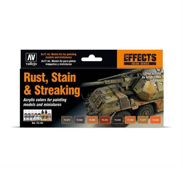 Vallejo Model Color Set: Rust, Stain&Streaking (8) 70.183 - 1