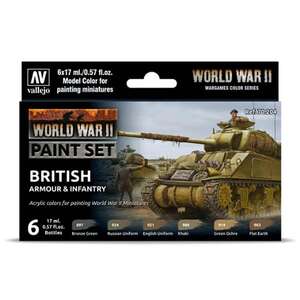 Vallejo Model Color Set WWII British Armour&Infantry (6) 70.204 - 1