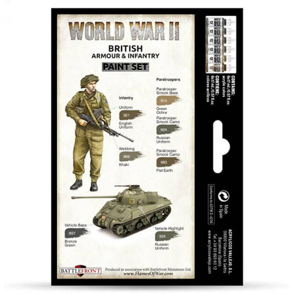 Vallejo Model Color Set WWII British Armour&Infantry (6) 70.204 - 2