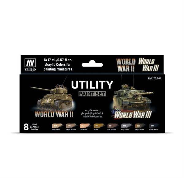 Vallejo Model Color Set WWII Utility Paint Set (8) 70.201 - 1