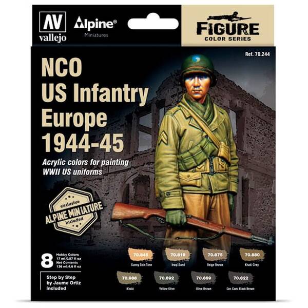 Vallejo Model Color Set: Alpine NCO US Infantry Europe 1944-45 (8) 70.244