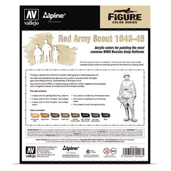 Vallejo Model Color Set: Alpine Red Army Scout 1943-45 (8) 70.248