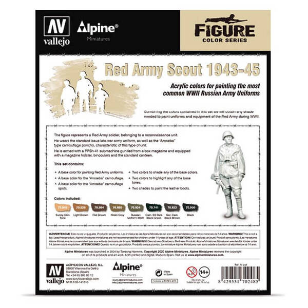 Vallejo Model Color Set: Alpine Red Army Scout 1943-45 (8) 70.248 - 2