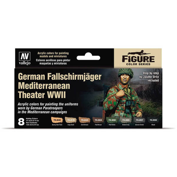 Vallejo Model Color Set: German Fallschirmjäger Mediterranean Theater WWII (8) 70.188 - 1