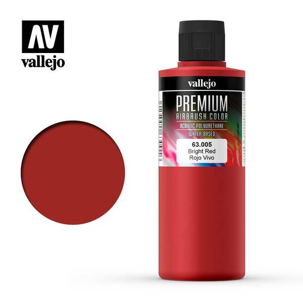 Vallejo Premium Airbrush Color 200Ml 63.005 Bright Red - 1