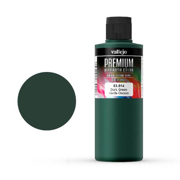 Vallejo Premium Airbrush Color 200Ml 63.014 Dark Green - 1