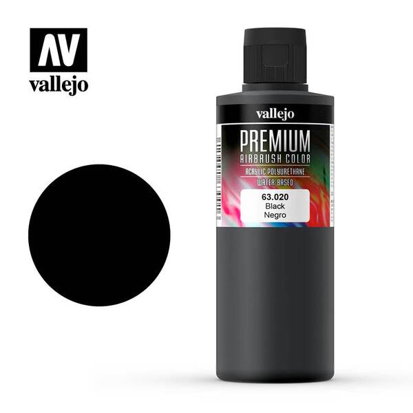 Vallejo Premium Airbrush Color 200Ml 63.020 Black - 1