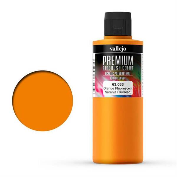 Vallejo Premium Airbrush Color 200Ml 63.033 Fluourescent Orange