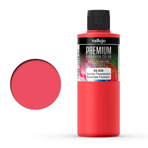 Vallejo Premium Airbrush Color 200Ml 63.034 Fluourescent Scarlet - 1