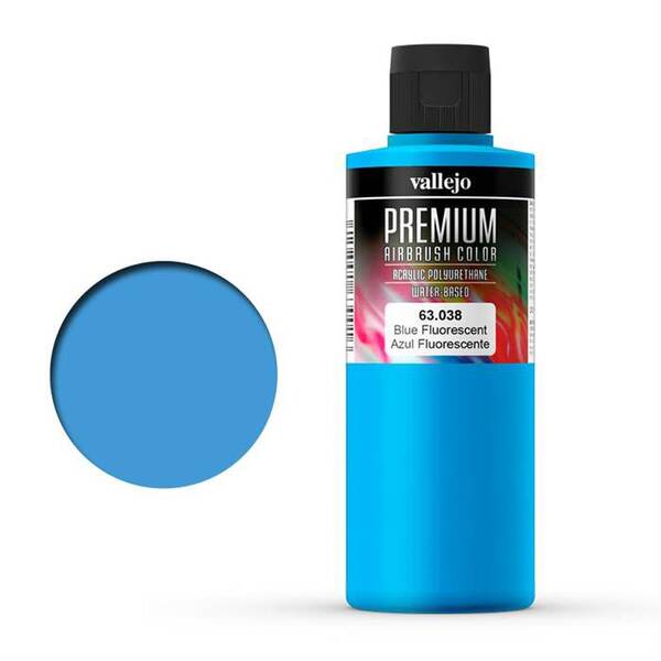 Vallejo Premium Airbrush Color 200Ml 63.038 Fluourescent Blue - 1