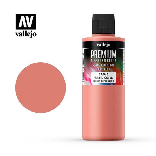 Vallejo Premium Airbrush Color 200Ml 63.043 Metallic Orange - 1