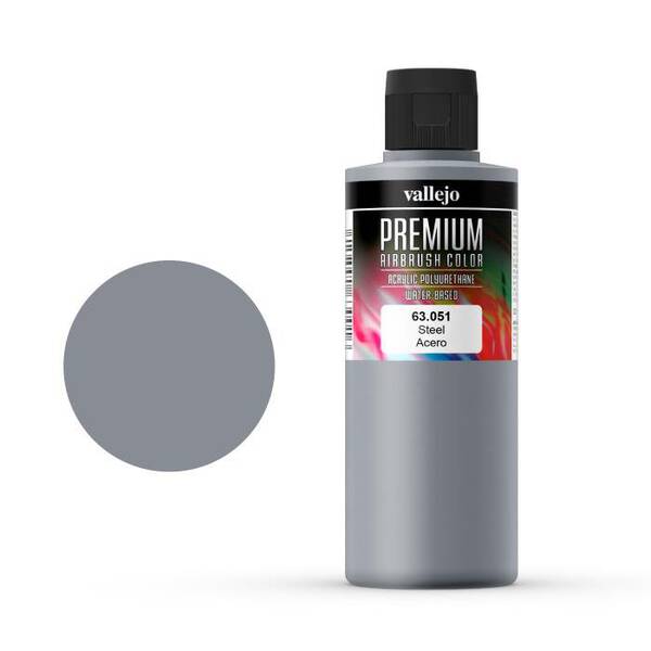 Vallejo Premium Airbrush Color 200Ml 63.051 Steel - 1