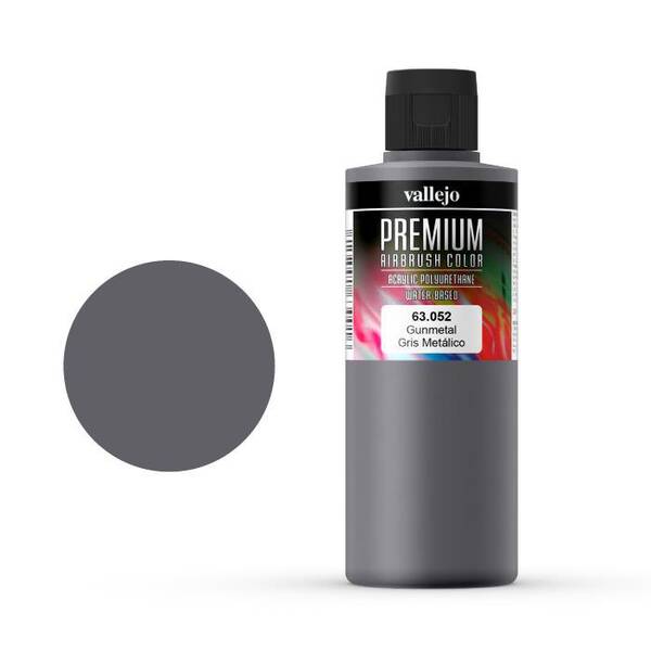 Vallejo Premium Airbrush Color 200Ml 63.052 Gunmetal - 1