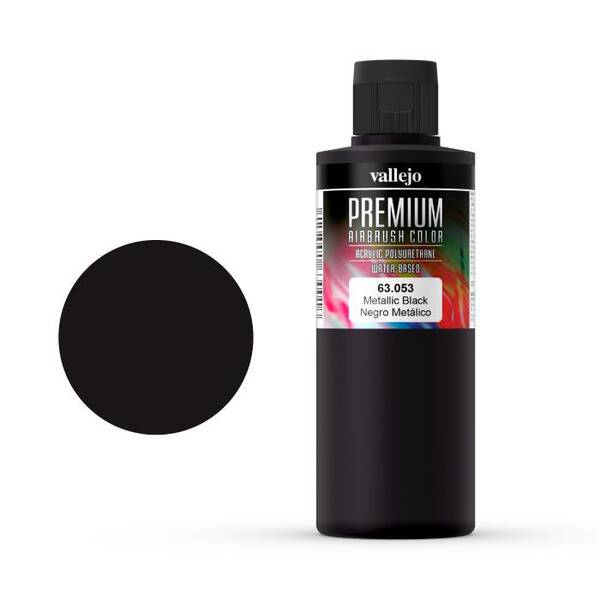 Vallejo Premium Airbrush Color 200Ml 63.053 Metallic Black - 1