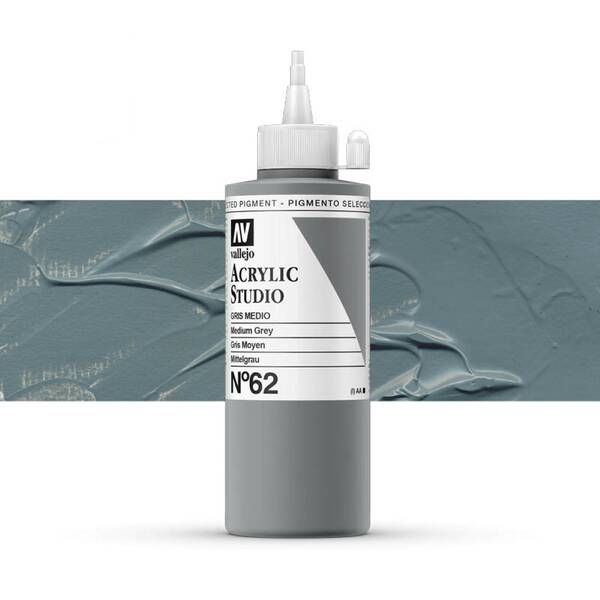 Vallejo Studio Akrilik Boya 200Ml Seri 1 62 Medium Grey - 1