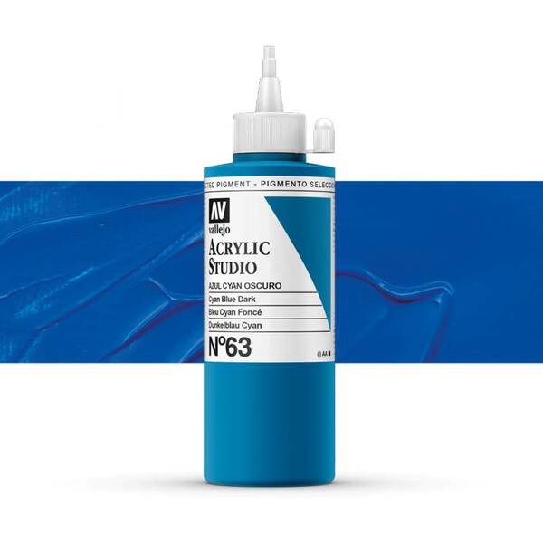 Vallejo Studio Akrilik Boya 200Ml Seri 1 63 Cyan Blue Dark - 1
