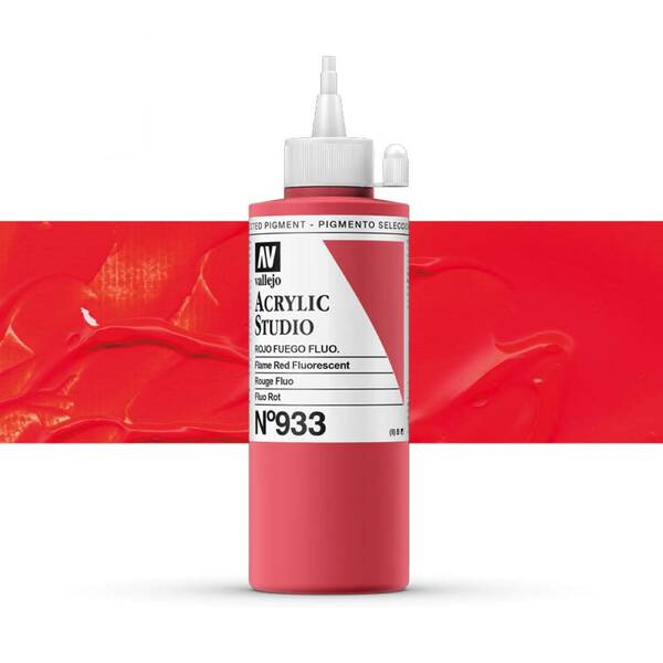 Vallejo Studio Akrilik Boya 200Ml Seri 2 933 Flame Red Fluorescent - 1
