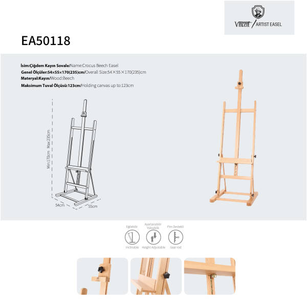 Vincent Artist Şövale EA50118 Crocus Beech/Çiğdem Kayın - 3