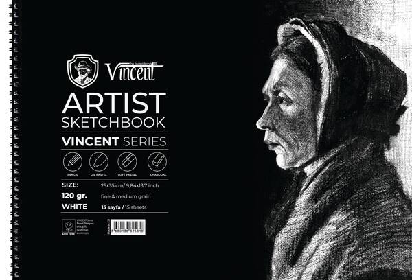 Vincent Artist Sketchbook Eskiz Defteri 120Gr 25X35 15 Yaprak Beyaz - 1