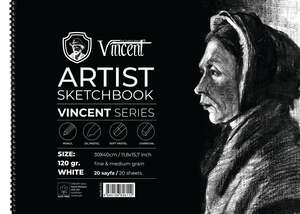 Vincent Artist Sketchbook Eskiz Defteri 120Gr 30X40 20 Sayfa Beyaz - Vincent