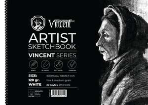 Vincent - Vincent Artist Seri Eskiz Defteri 120Gr 30X40 20 Sayfa Beyaz