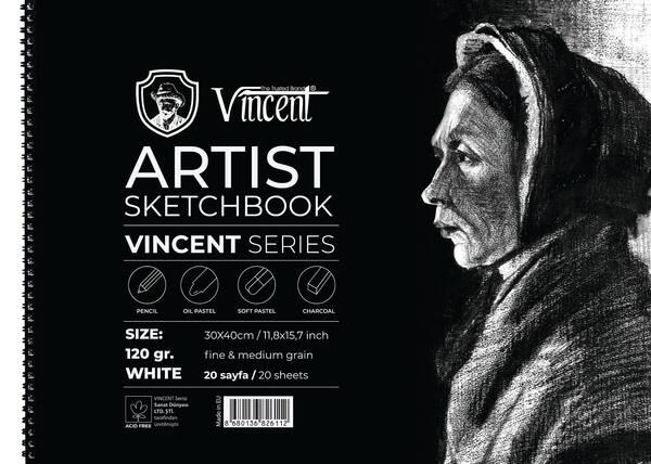 Vincent Artist Sketchbook Eskiz Defteri 120Gr 30X40 20 Yaprak Beyaz - 1