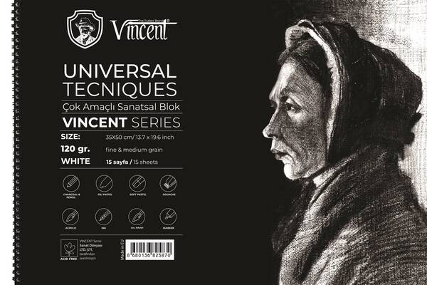 Vincent Artist Seri Eskiz Defteri 120Gr 35X50 15 Sayfa Beyaz