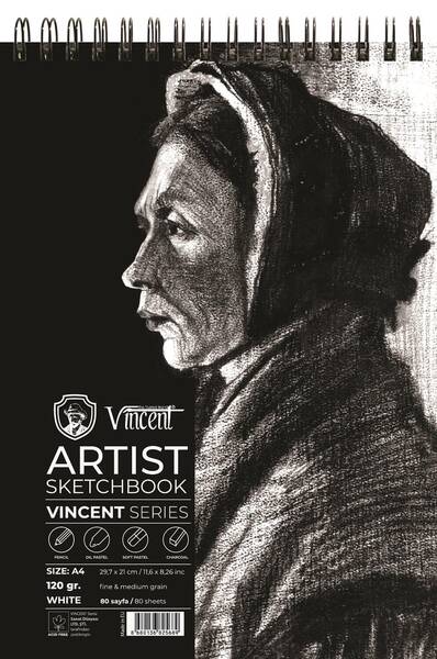 Vincent Artist Seri Eskiz Defteri 120Gr A4 80 Sayfa Beyaz