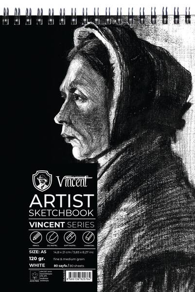 Vincent Artist Seri Eskiz Defteri 120Gr A5 80 Sayfa Beyaz