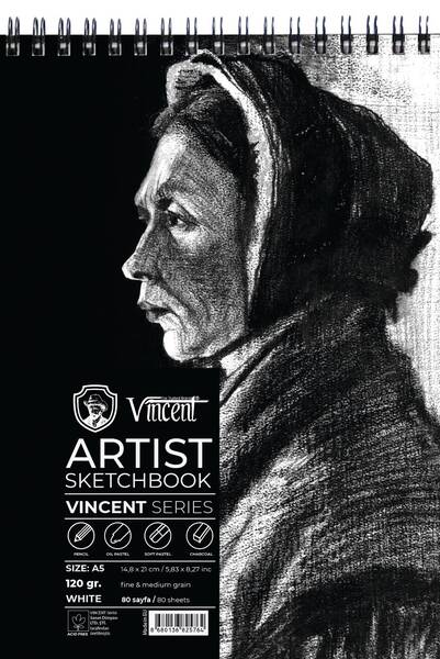 Vincent Artist Sketchbook Eskiz Defteri 120Gr A5 80 Yaprak Beyaz - 1