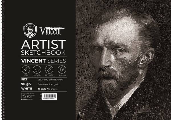 Vincent Artist Seri Eskiz Defteri 90Gr 25X35 15 Sayfa Beyaz