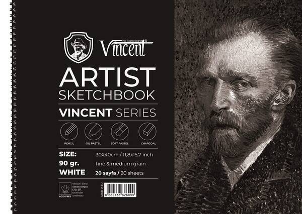 Vincent Artist Seri Eskiz Defteri 90Gr 30X40 20 Sayfa Beyaz
