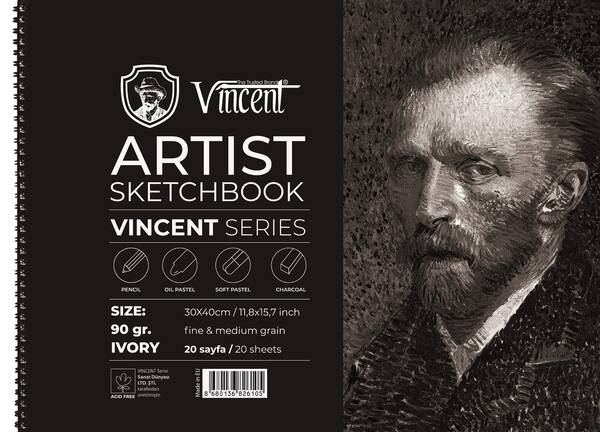 Vincent Artist Sketchbook Eskiz Defteri 90Gr 30X40 20 Sayfa Fildişi - 1
