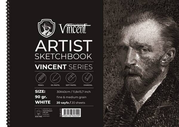 Vincent Artist Sketchbook Eskiz Defteri 90Gr 30X40 20 Yaprak Beyaz - 1