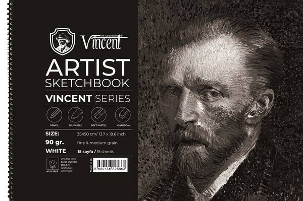 Vincent Artist Sketchbook Eskiz Defteri 90Gr 35X50 15 Yaprak Beyaz - 1