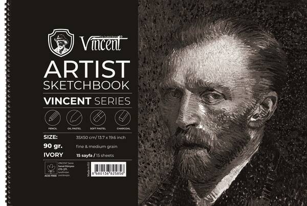 Vincent Artist Sketchbook Eskiz Defteri 90Gr 35X50 15 Yaprak Fildişi - 1