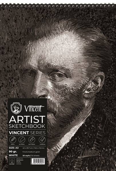 Vincent Artist Seri Eskiz Defteri 90Gr A3 50 Sayfa Beyaz - 1