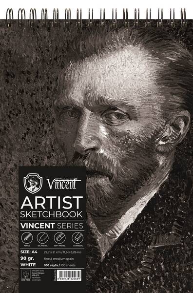 Vincent Artist Seri Eskiz Defteri 90Gr A4 100 Sayfa Beyaz