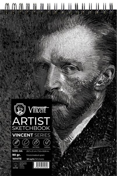 Vincent Artist Seri Eskiz Defteri 90Gr A4 50 Sayfa Beyaz