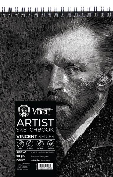 Vincent Artist Seri Eskiz Defteri 90Gr A5 100 Sayfa Fildişi - 1