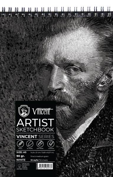 Vincent Artist Seri Eskiz Defteri 90Gr A5 50 Sayfa Beyaz
