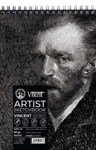 Vincent Artist Sketchbook Eskiz Defteri 90Gr A5 50 Yaprak Beyaz - 1