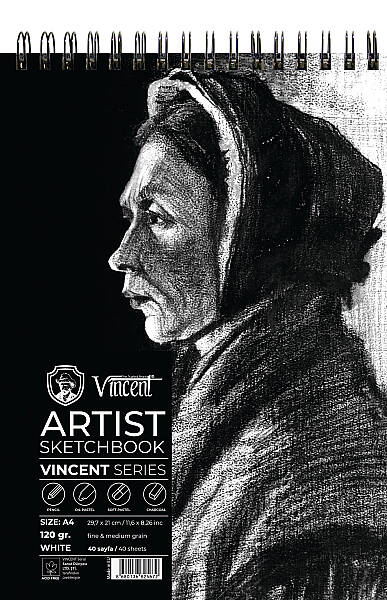 Vincent Artist Sketchbook Eskiz Defteri 120Gr A4 40 Yaprak Beyaz - 1