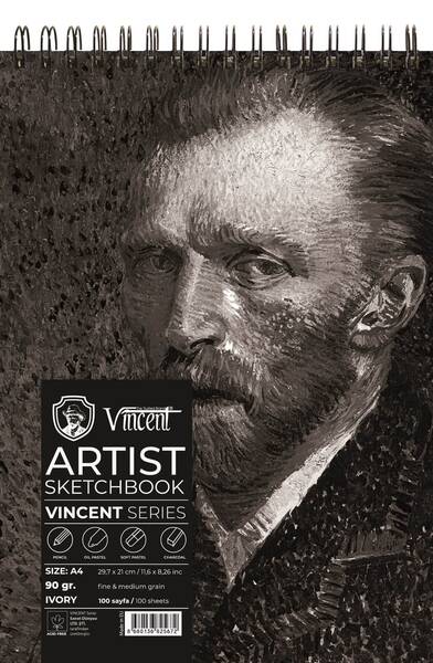 Vincent Artist Sketchbook Eskiz Defteri 90Gr A4 100 Yaprak Fildişi - 1